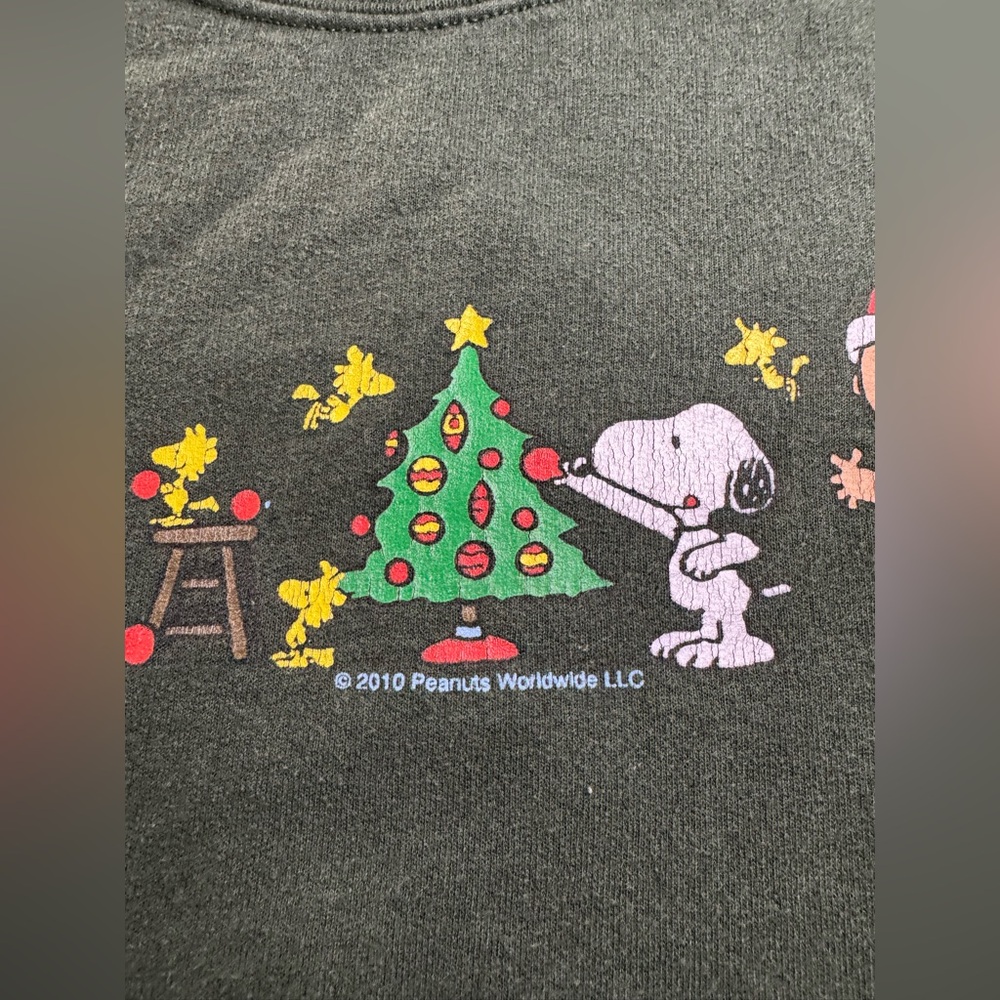 Charlie Brown Snoopy Peanuts Christmas Holiday Crewneck Sweatshirt Green Size L - Picture 6 of 10